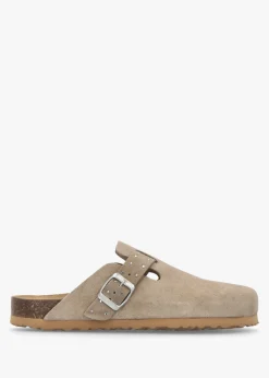Iclog Studded Beige Suede Clogs