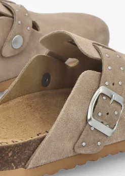 Iclog Studded Beige Suede Clogs