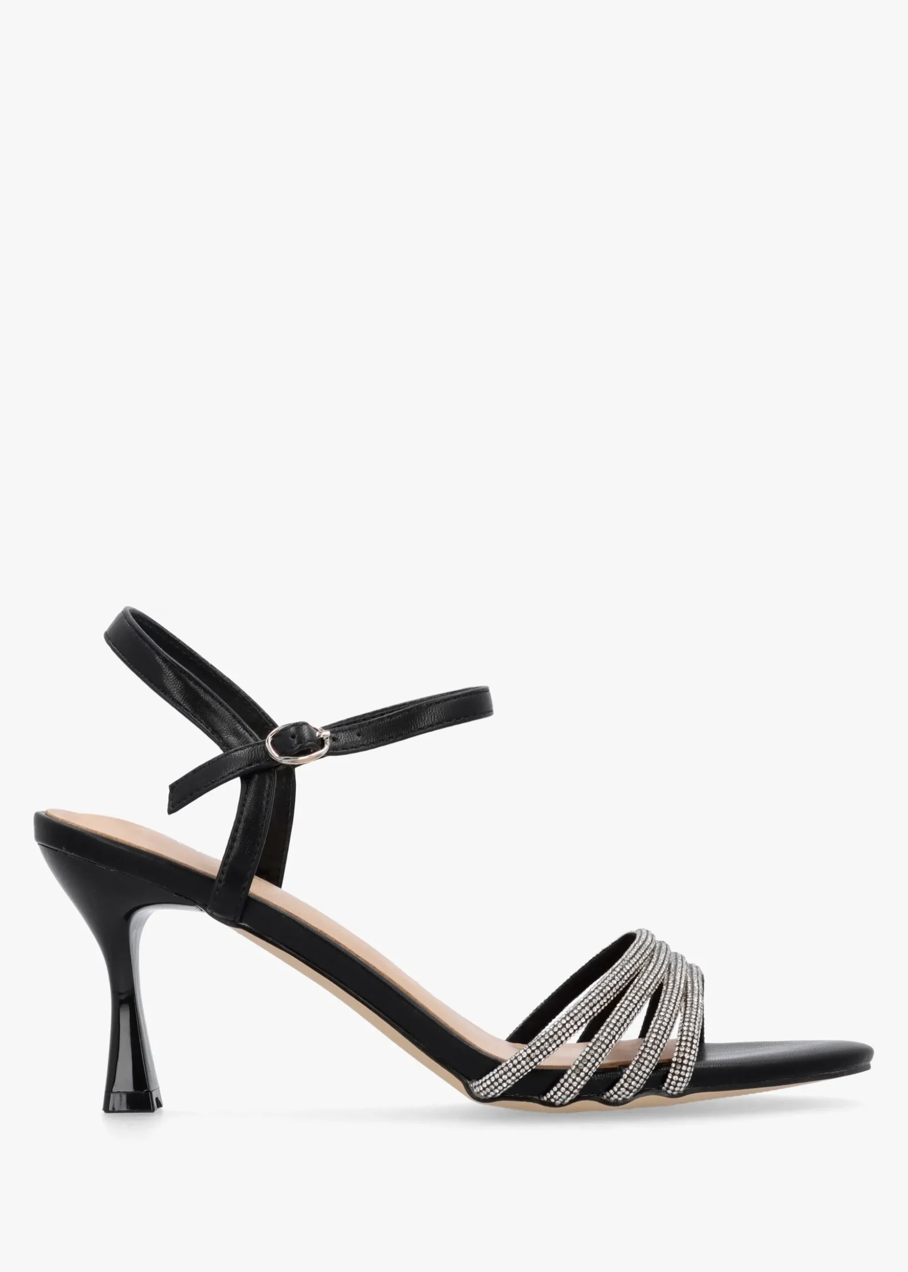 Icris Black Strappy Mid Heel Sandals