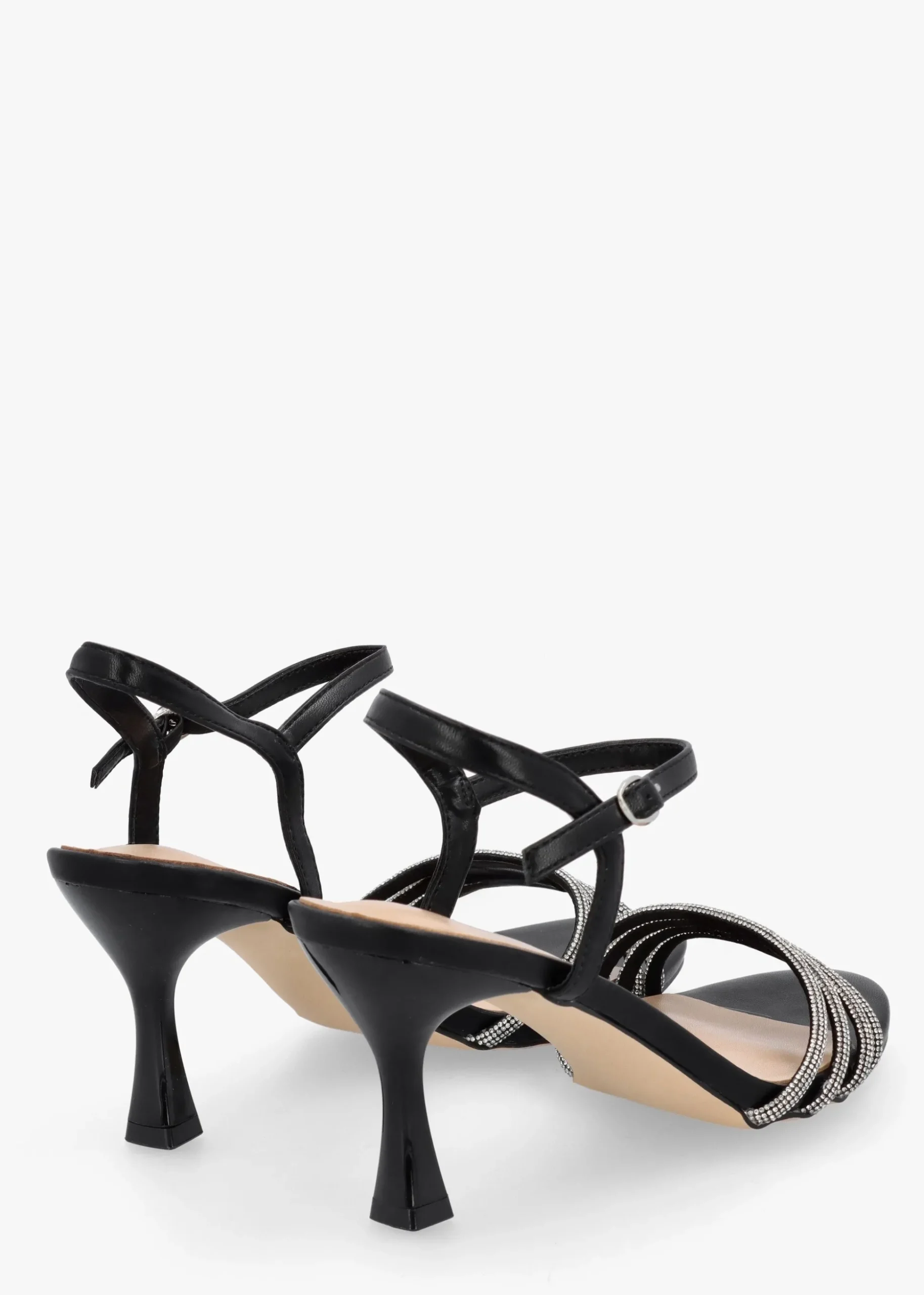 Icris Black Strappy Mid Heel Sandals