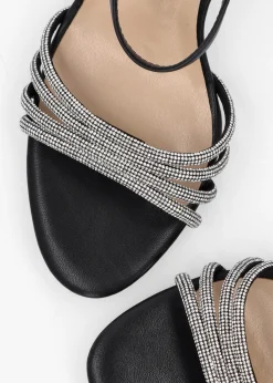 Icris Black Strappy Mid Heel Sandals