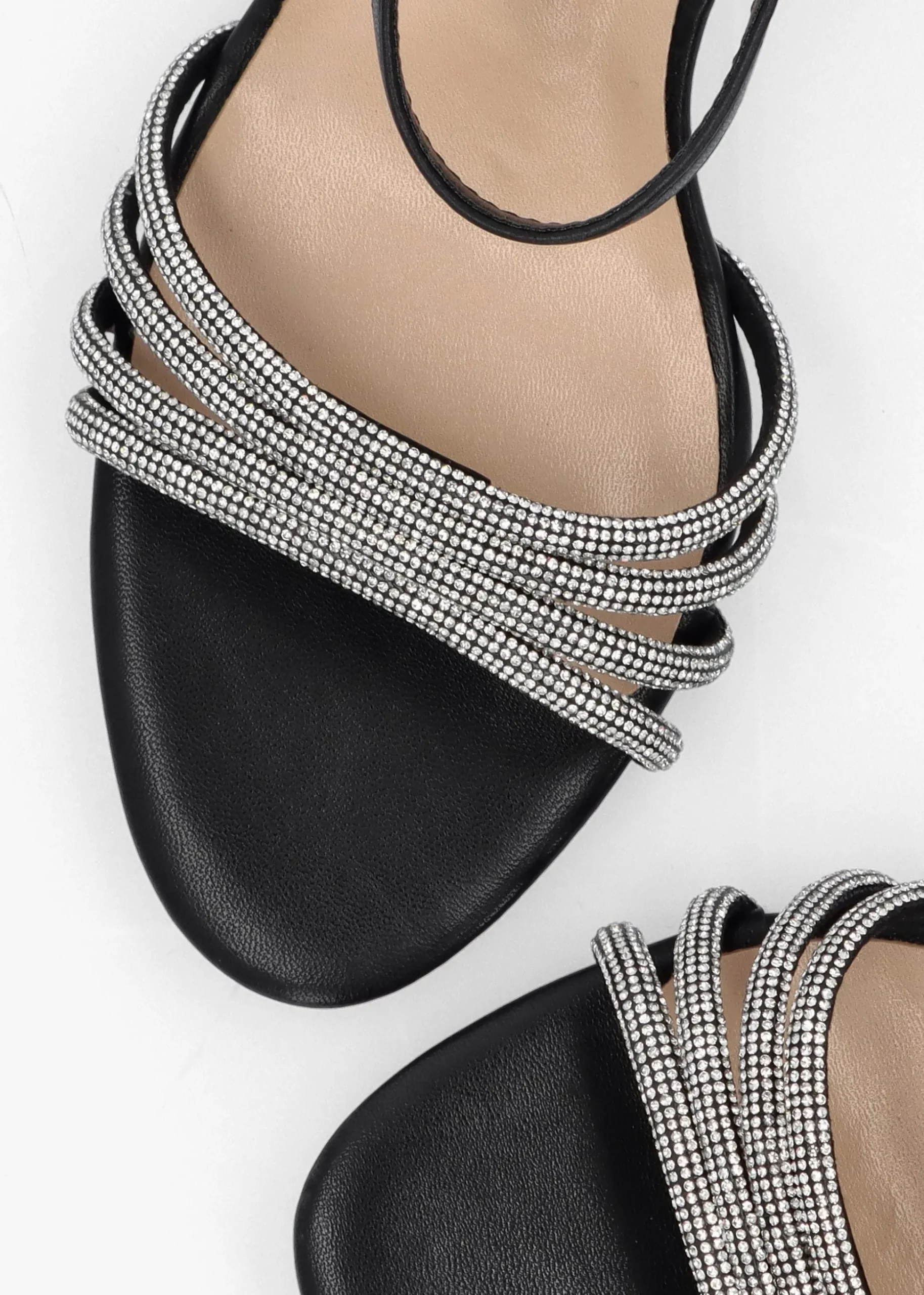 Icris Black Strappy Mid Heel Sandals