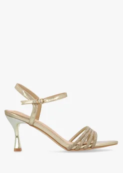 Icris Gold Metallic Strappy Mid Heel Sandals