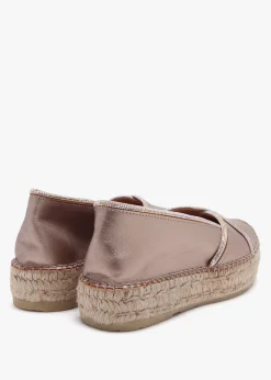 Idiamante Pewter Leather Embellished Flatform Espadrilles