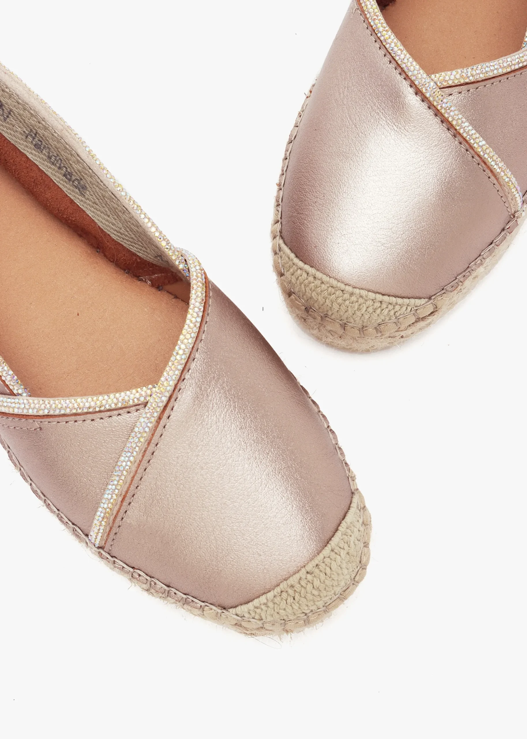 Idiamante Pewter Leather Embellished Flatform Espadrilles