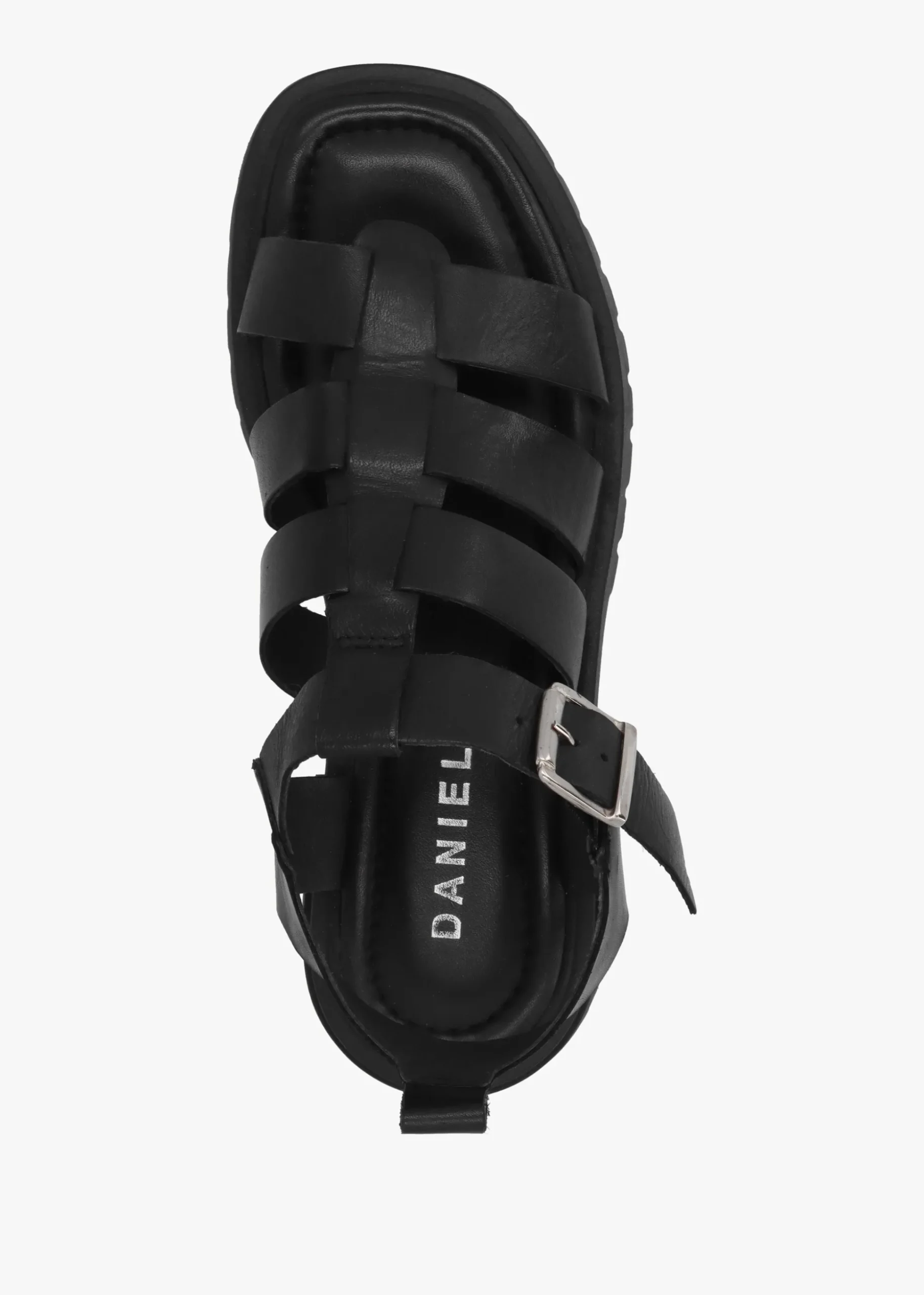 Ifish Black Leather Gladiator Sandals