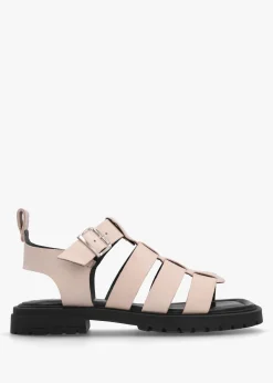 Ifish Cream Leather Gladiator Sandals