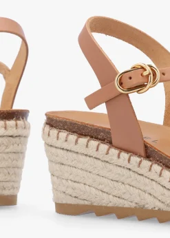 Iknot Diamante Knot Tan Leather Low Wedge Sandals