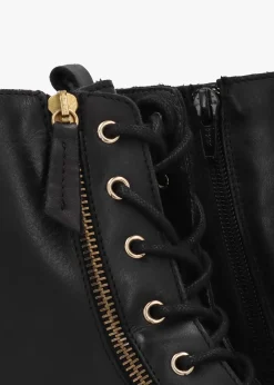 Ilacie Black Leather Lace Up Boots