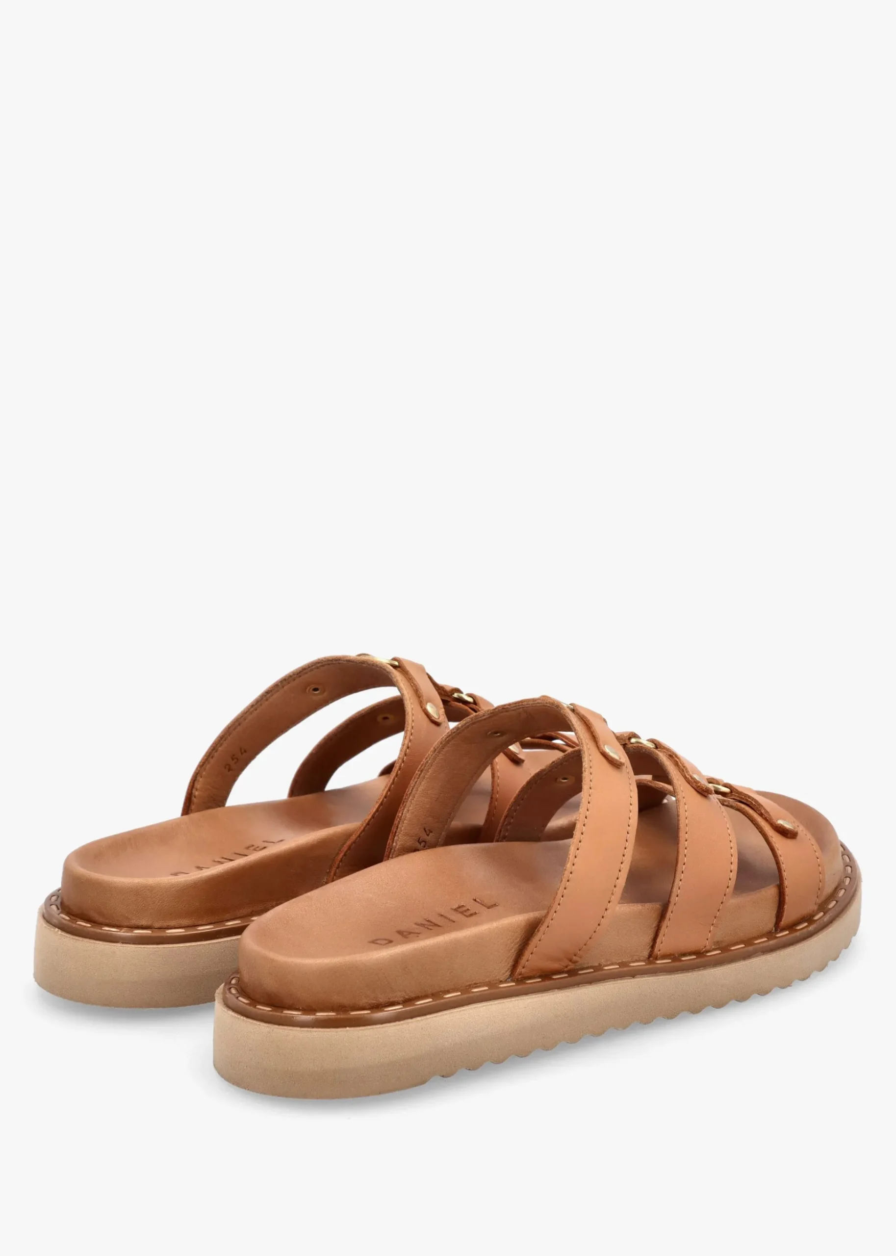Ilene Tan Leather Three Bar Chunky Mules