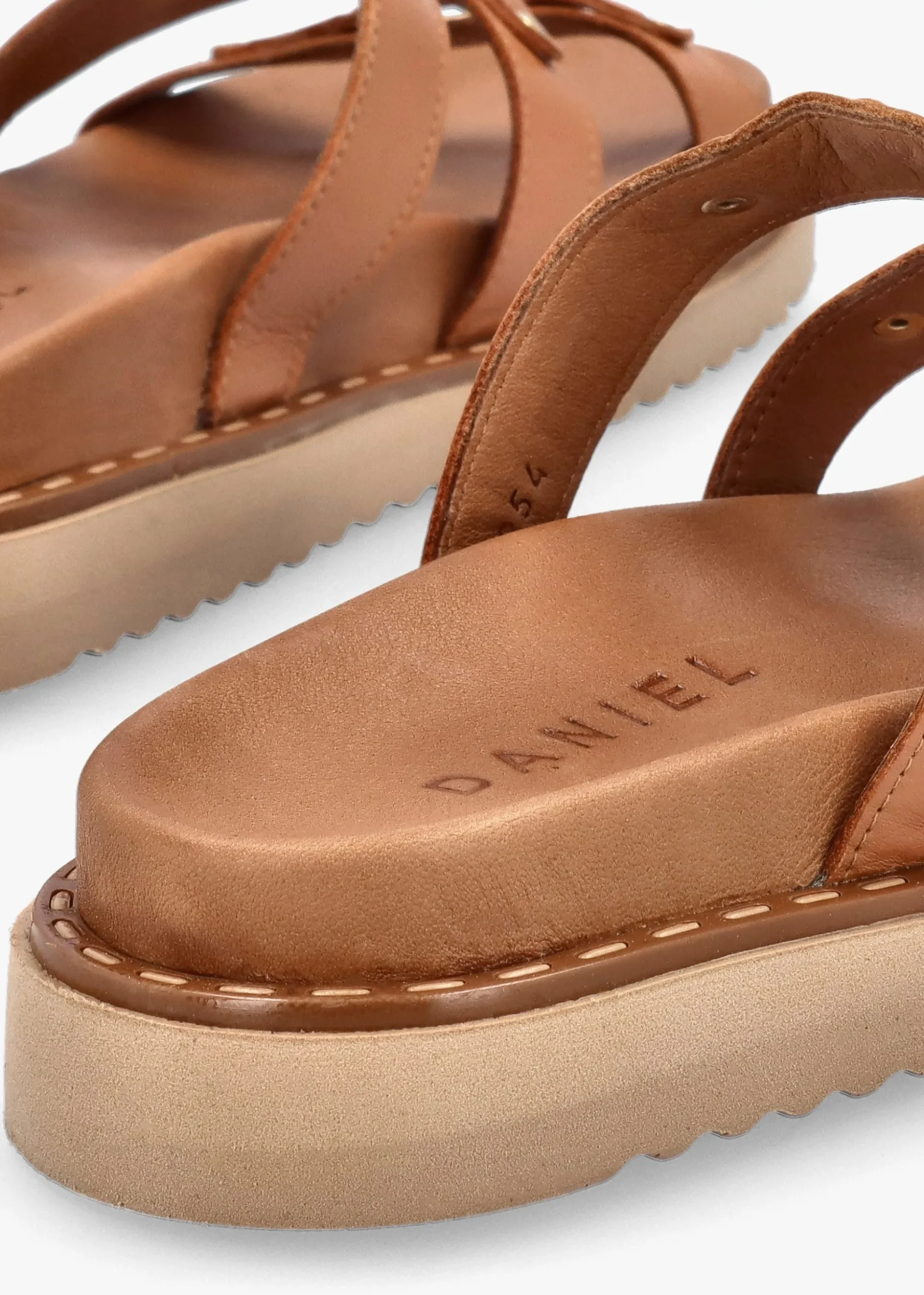 Ilene Tan Leather Three Bar Chunky Mules