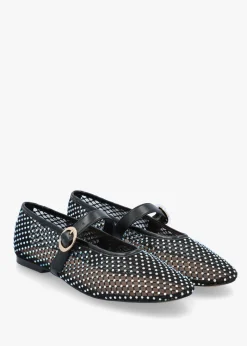 Imesh Black Crystal Mesh Mary Jane Pumps