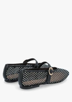 Imesh Black Crystal Mesh Mary Jane Pumps