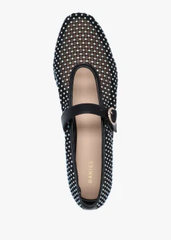 Imesh Black Crystal Mesh Mary Jane Pumps