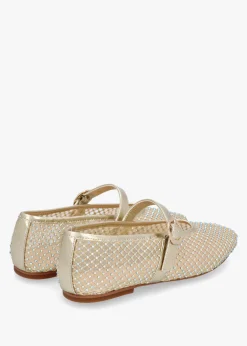 Imesh Gold Crystal Mesh Mary Jane Pumps