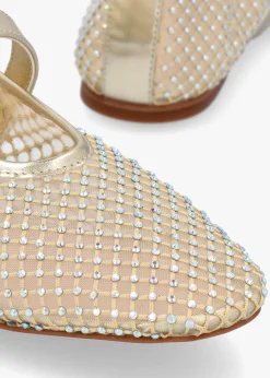 Imesh Gold Crystal Mesh Mary Jane Pumps