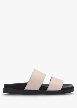 Imogen Beige Leather Two Band Mules