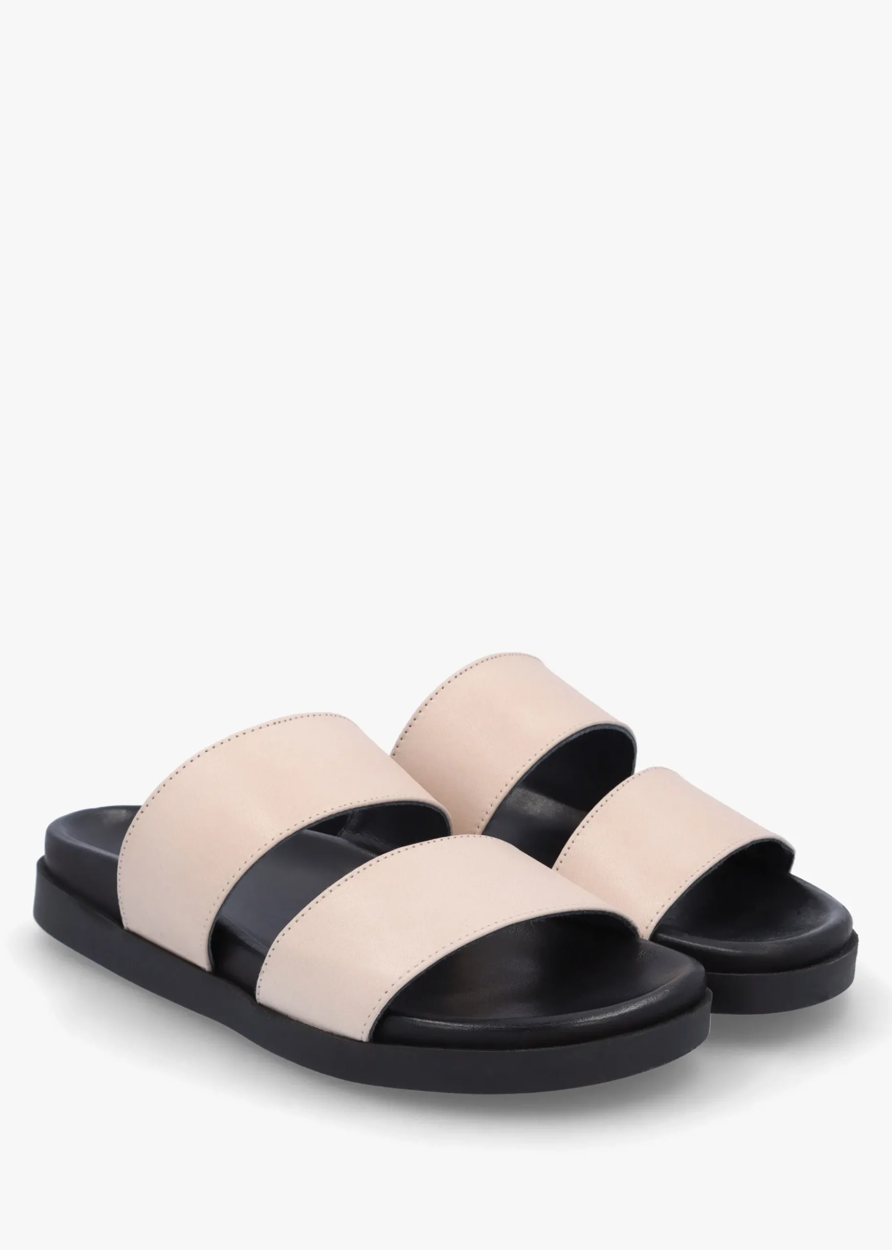Imogen Beige Leather Two Band Mules