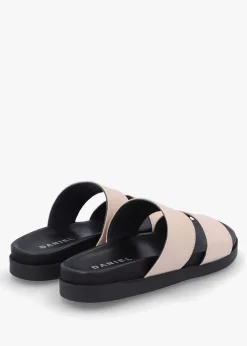 Imogen Beige Leather Two Band Mules