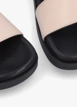 Imogen Beige Leather Two Band Mules