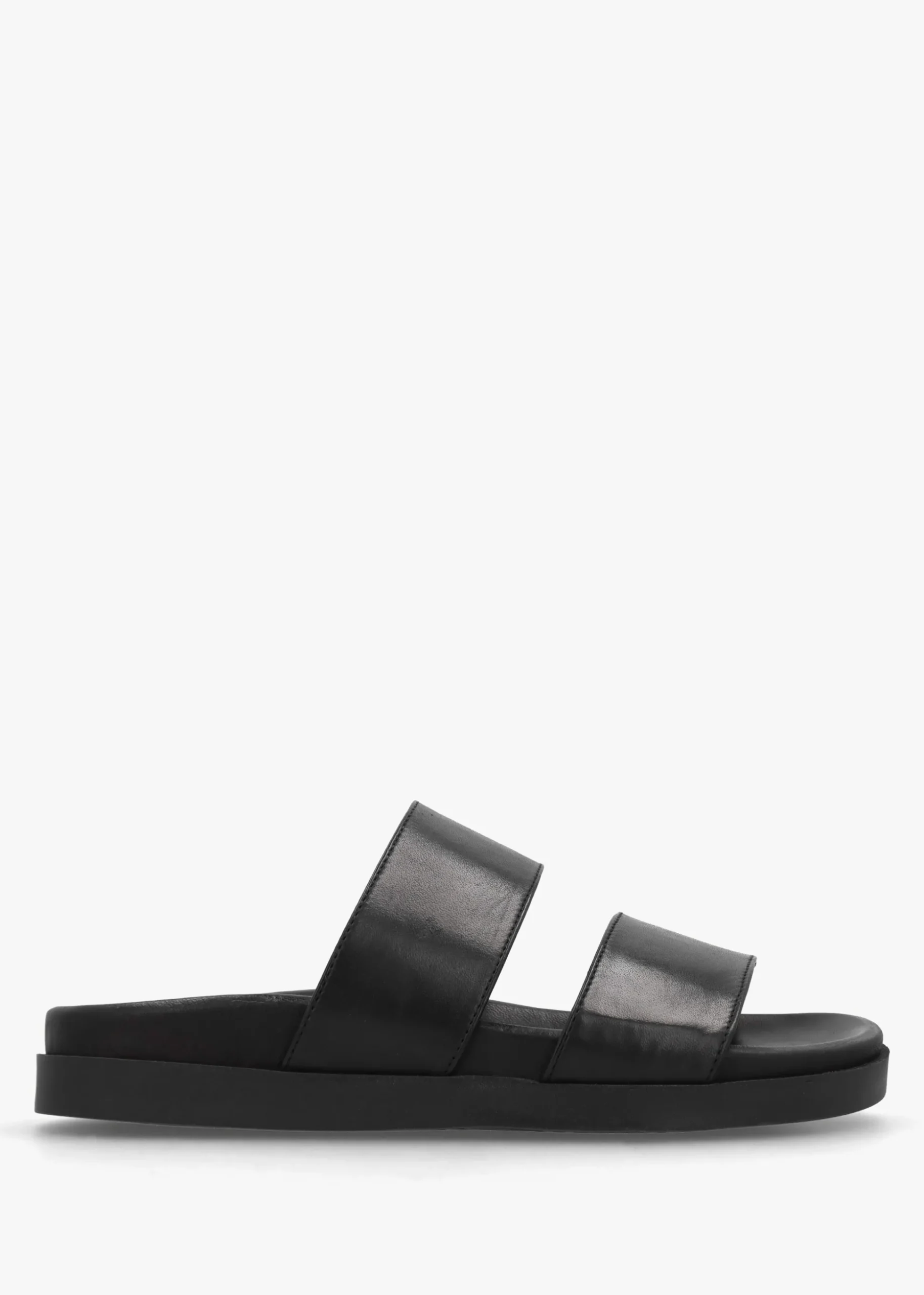Imogen Black Leather Two Band Mules