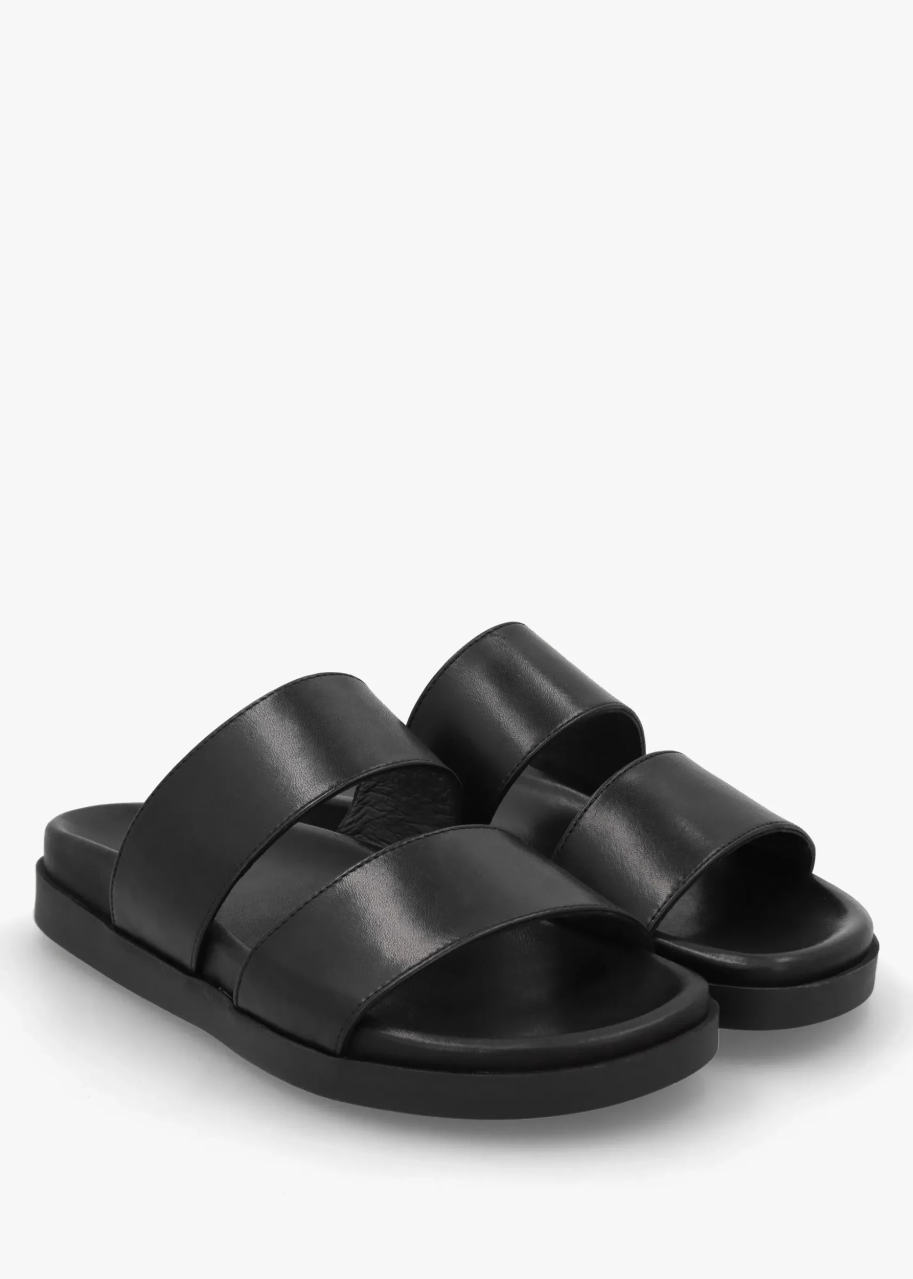 Imogen Black Leather Two Band Mules