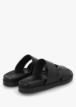 Imogen Black Leather Two Band Mules