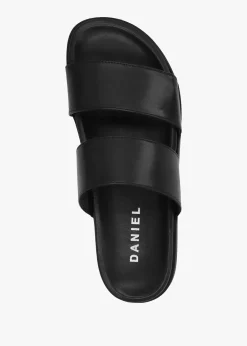 Imogen Black Leather Two Band Mules