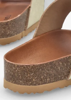 Imule Split Gold & Silver Leather Two Bar Mules
