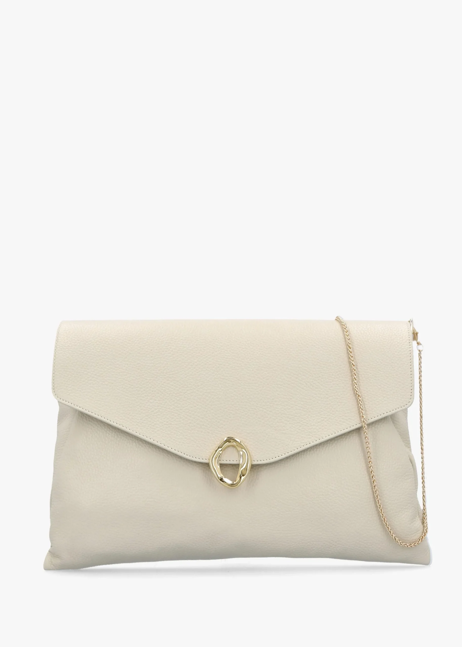 Inclutch Cream Tumbled Leather Envelope Clutch