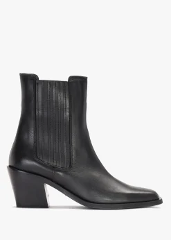 Indie Black Leather Western Chelsea Boots
