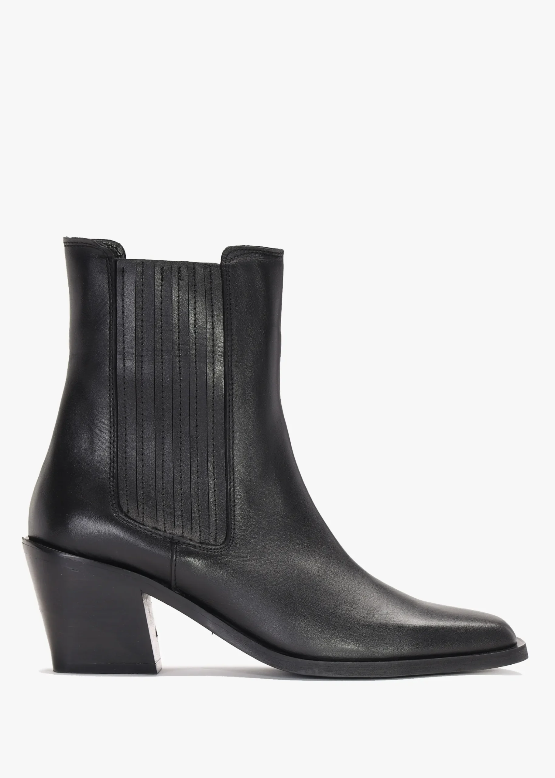 Indie Black Leather Western Chelsea Boots