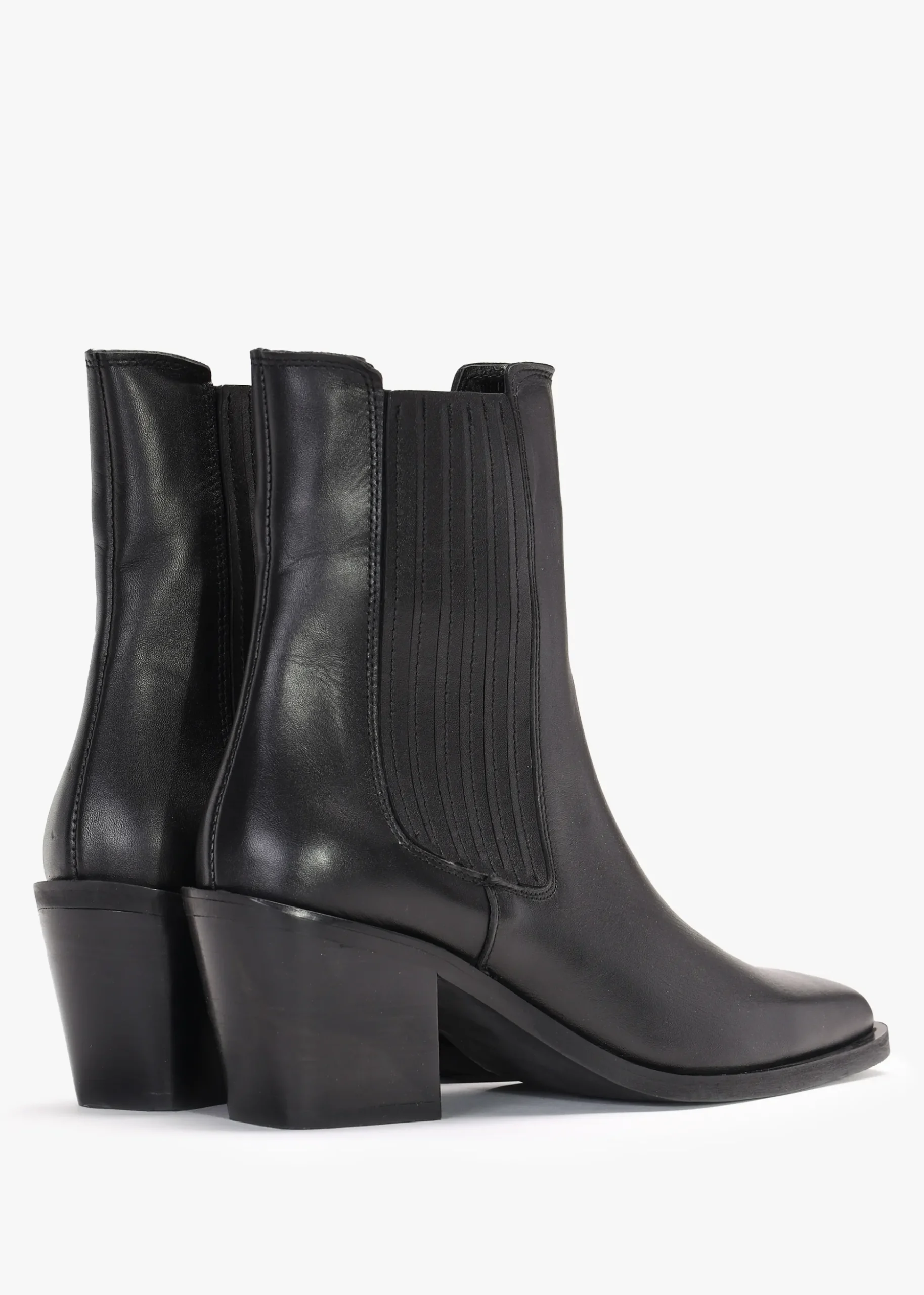 Indie Black Leather Western Chelsea Boots