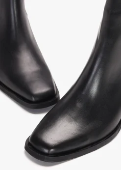 Indie Black Leather Western Chelsea Boots