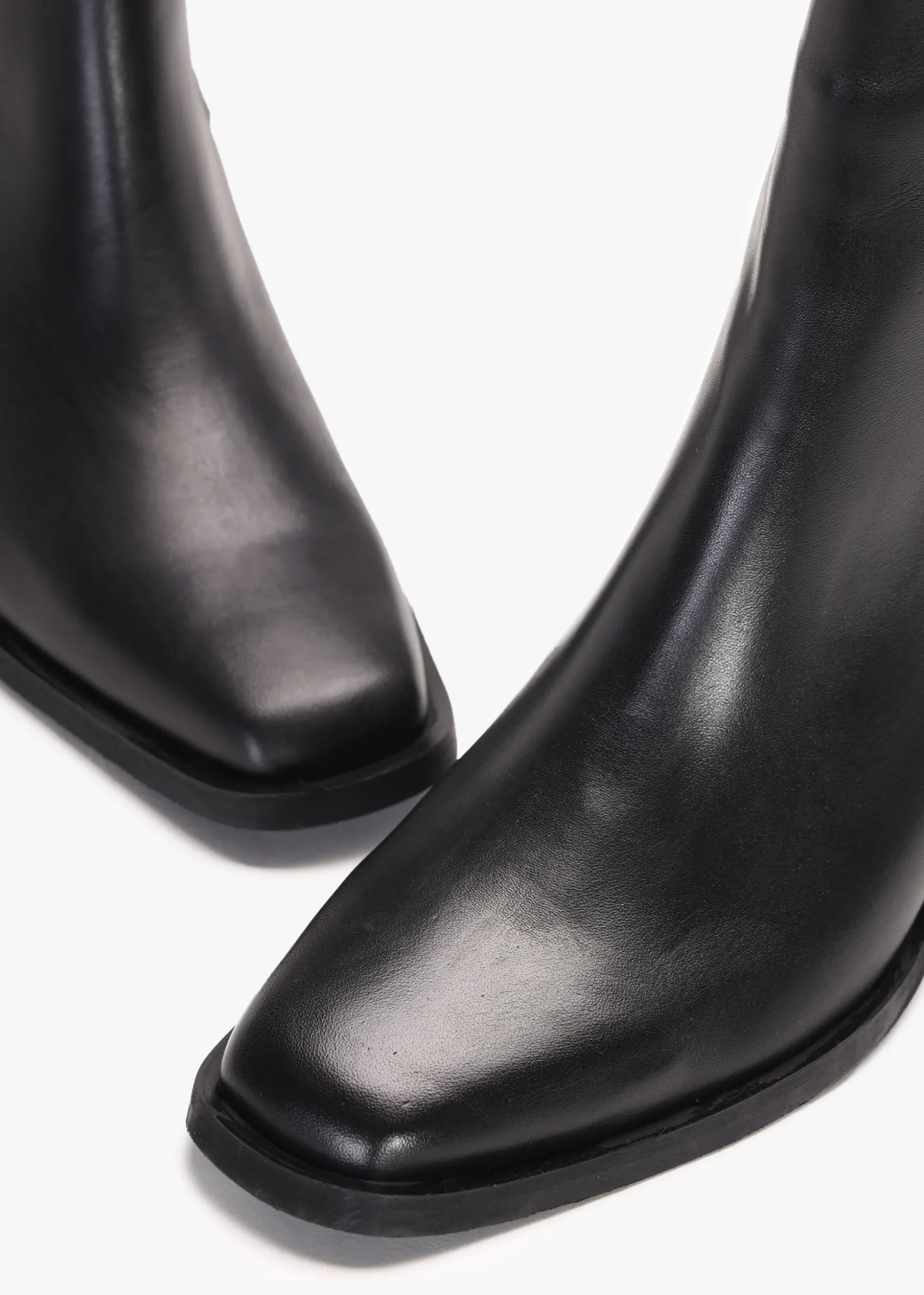 Indie Black Leather Western Chelsea Boots