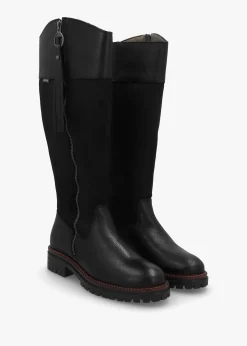 Ingrid Black Leather Knee High Boots