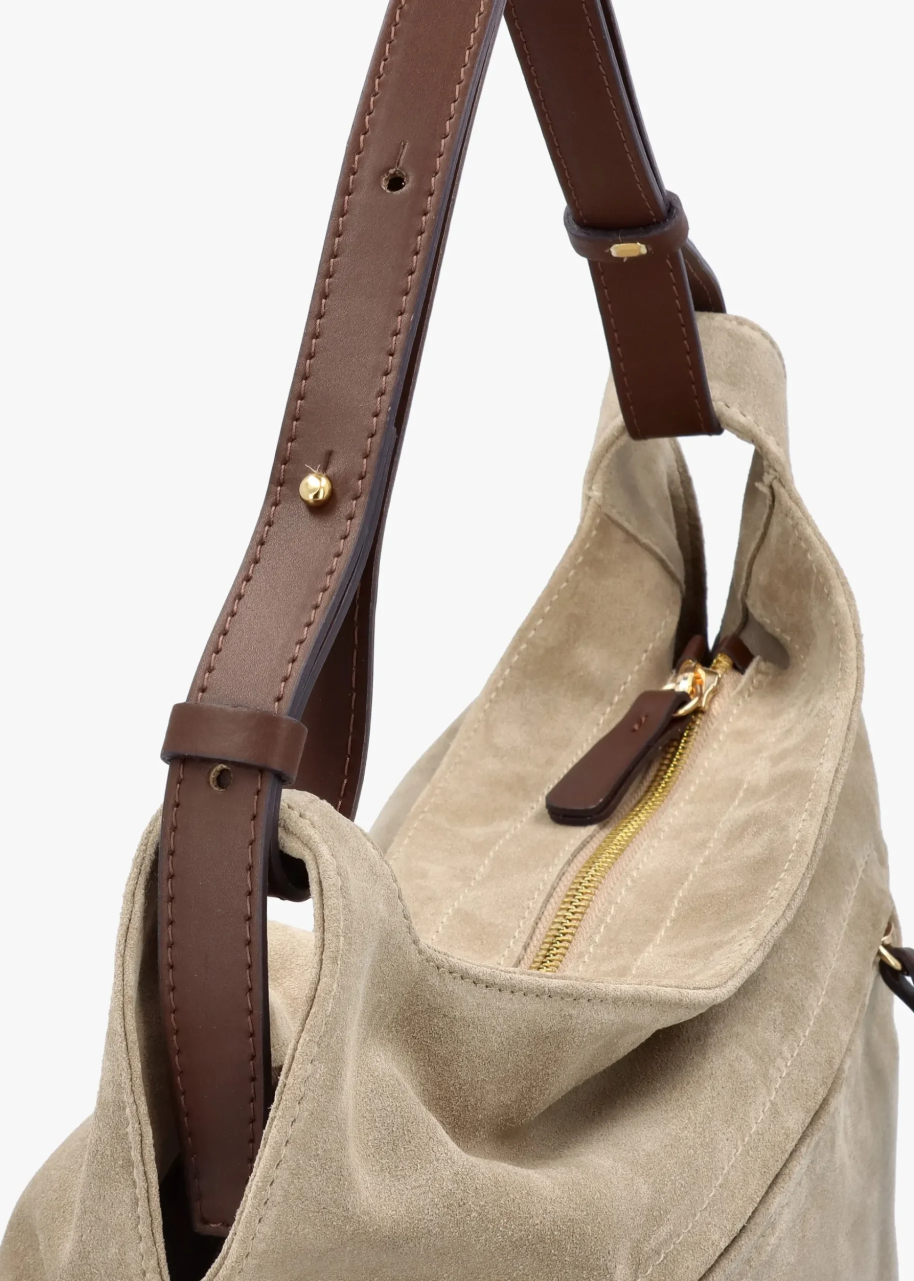 Inhobo Beige Suede Slouchy Hobo Bag