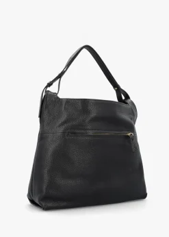Inhobo Black Leather Slouchy Hobo Bag