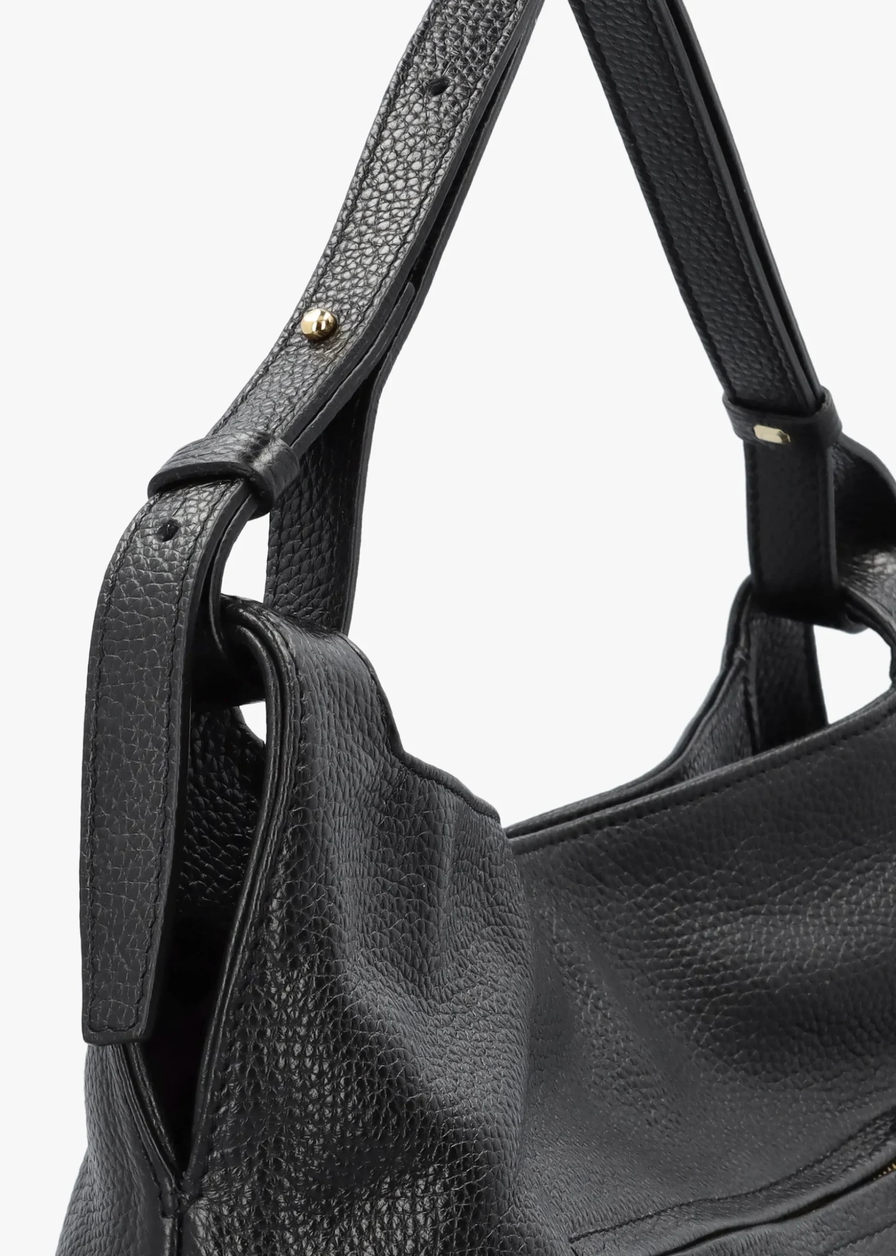 Inhobo Black Leather Slouchy Hobo Bag