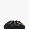 Inrouche Black Leather Ruched Clutch Bag