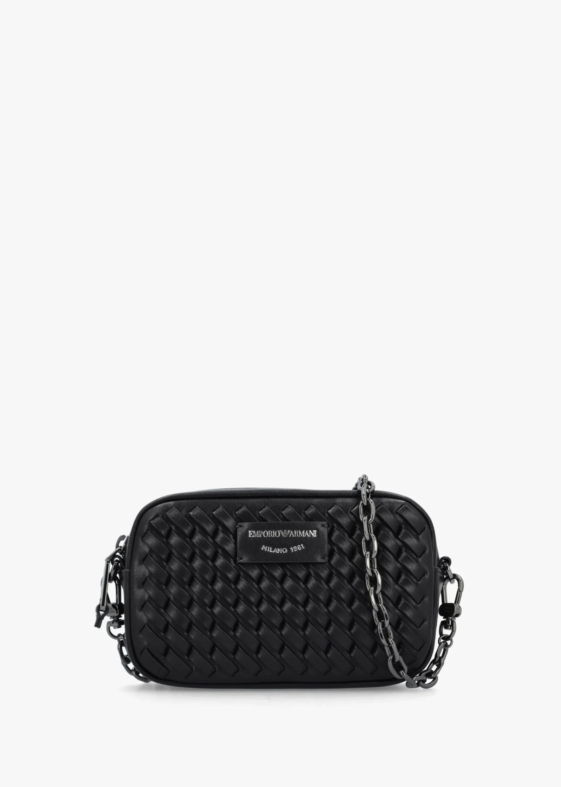 Interwoven Black Leather Camera Bag
