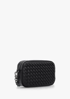 Interwoven Black Leather Camera Bag