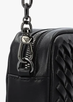 Interwoven Black Leather Camera Bag