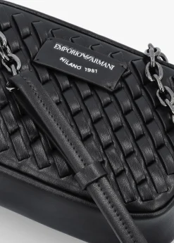 Interwoven Black Leather Camera Bag