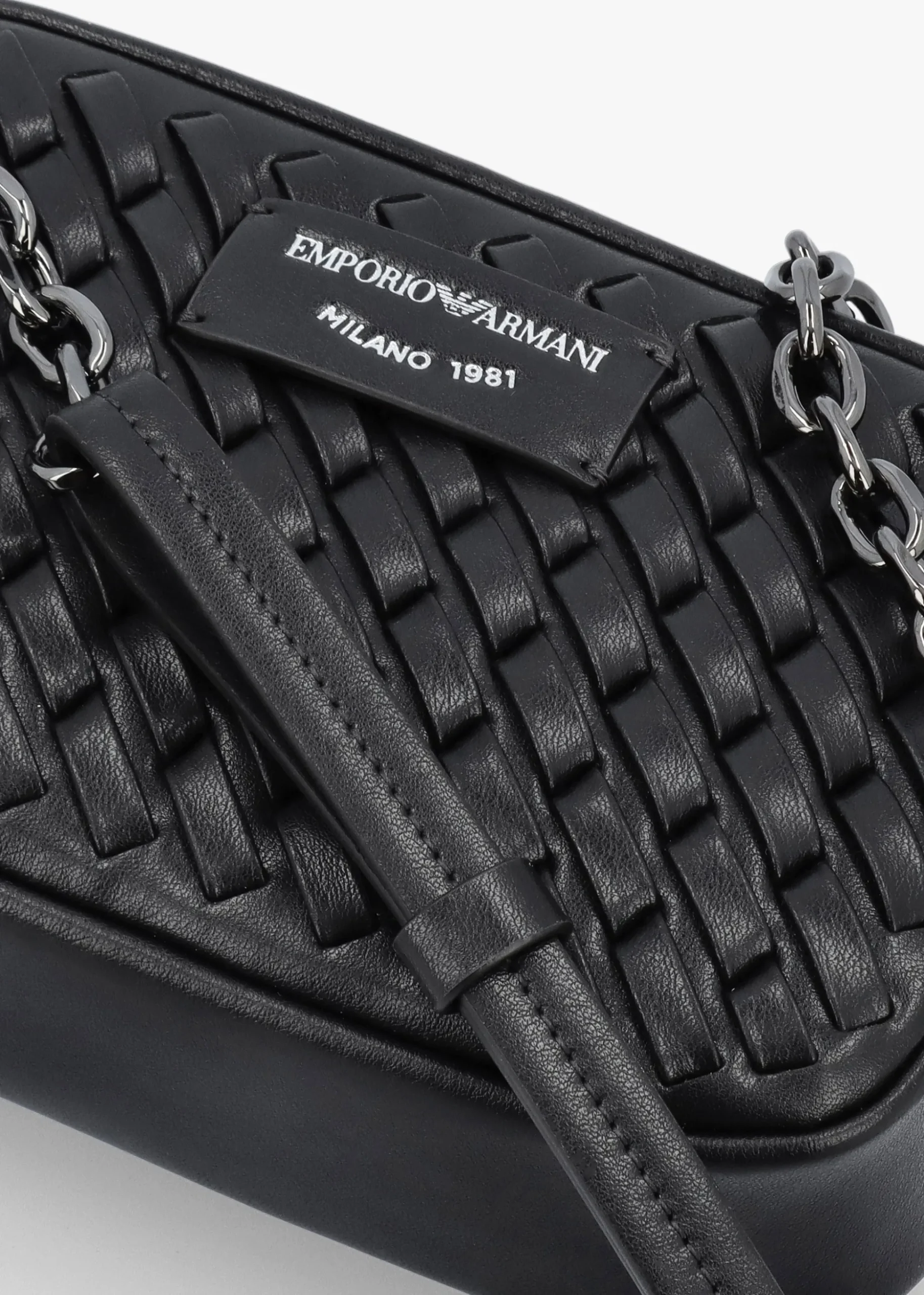 Interwoven Black Leather Camera Bag