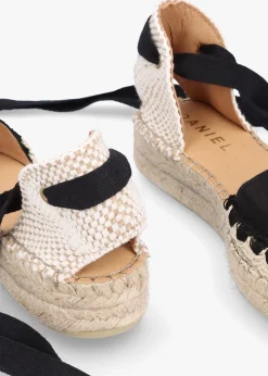 Istitch Black Suede Tie Fastening Flat Espadrilles