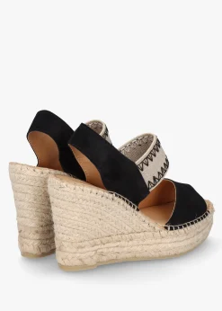 Istitch Black Suede Wedge Espadrilles