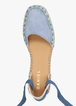 Istitch Blue Suede Tie Fastening Flat Espadrilles
