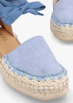 Istitch Blue Suede Tie Fastening Flat Espadrilles