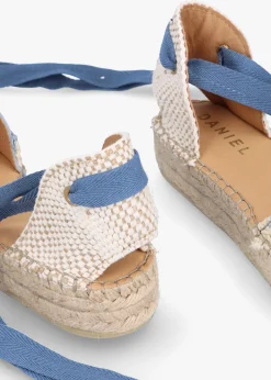Istitch Blue Suede Tie Fastening Flat Espadrilles